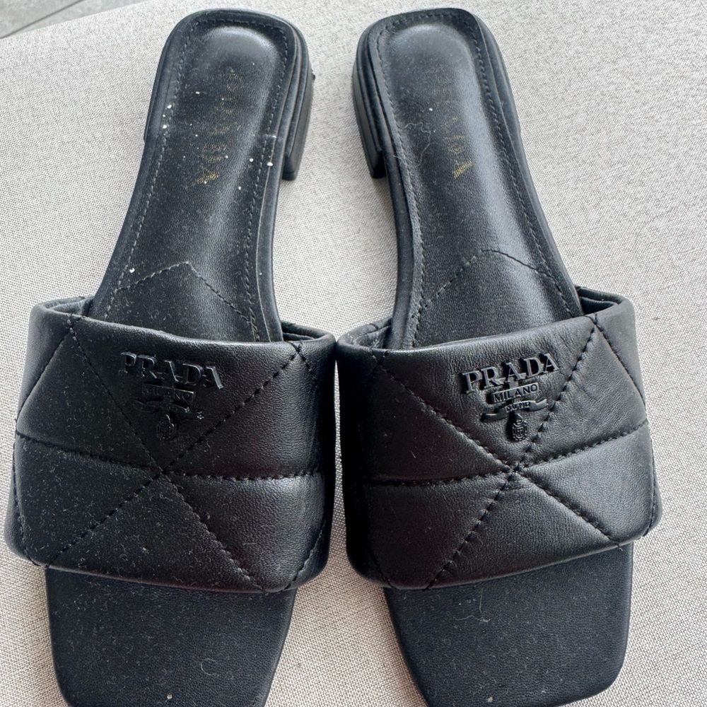 Prada Black Quilted Sandals